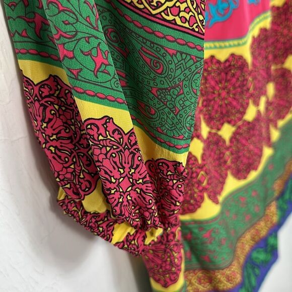 Hale Bob Silk Colorful Relaxed Fit 3/4 Sleeve Tunic Top Size L - Picture 3 of 9